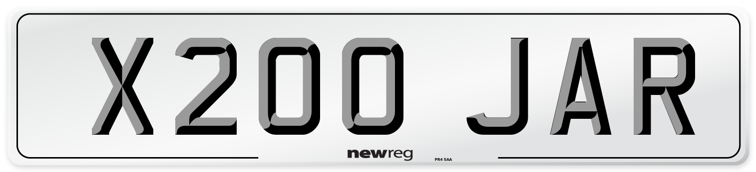 X200 JAR Number Plate from New Reg